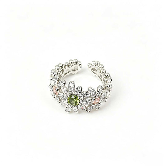 Green Daisy Flower Ring