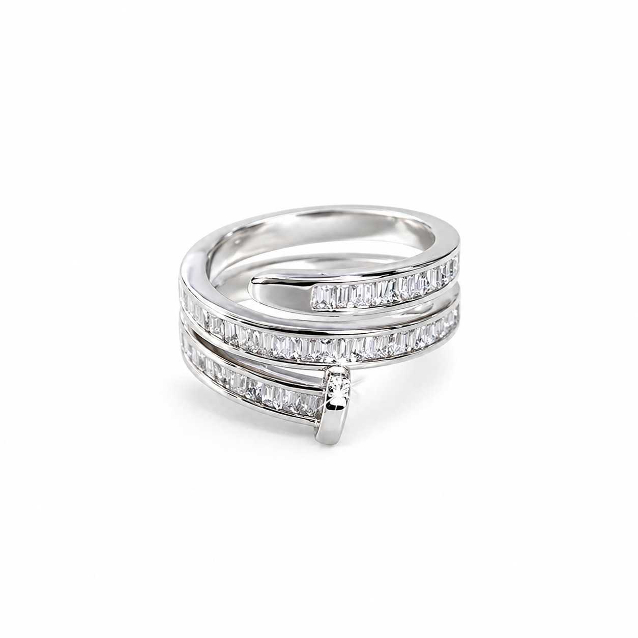 Baguette CZ Spiral Ring